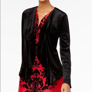 NY Collection
Velvet Open-Front Blazer Large Black